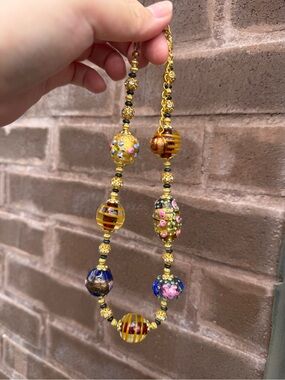 Italian handmade murano birthdaycake glass necklace